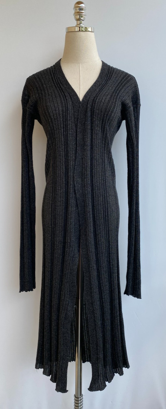 ALYSI Grey Metallic Oversized Open Front Long Lightweight Jacket Cardigan Size S